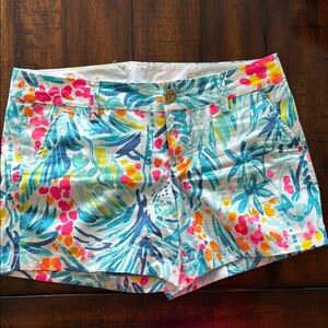 Lilly Pulitzer Blue and Pink 5 inch Shorts Vibrant Tropical Print